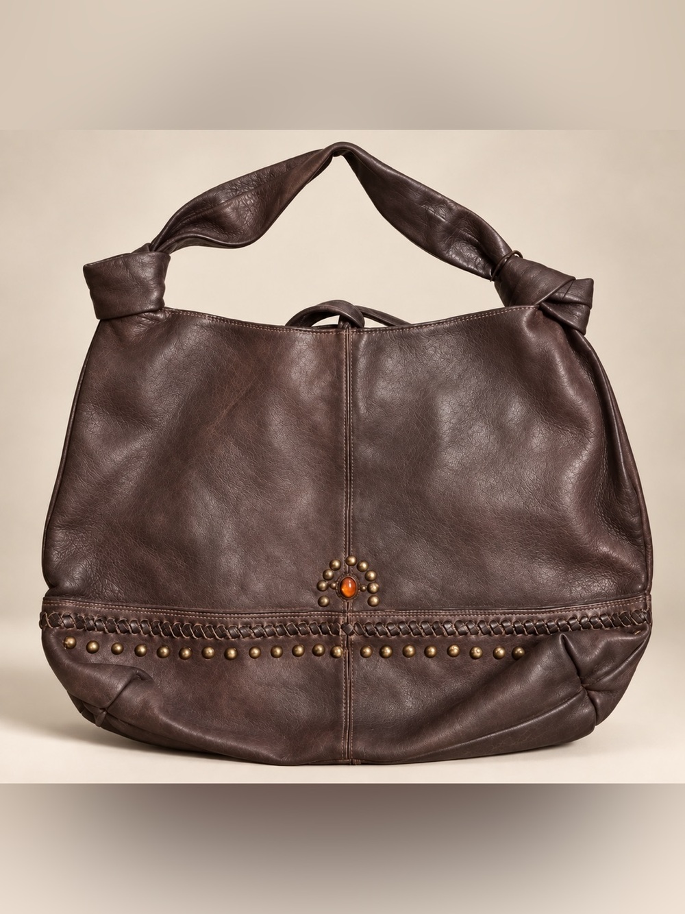 NWOT! Genuine Leather Boho Hobo Bag, Coffee Brown